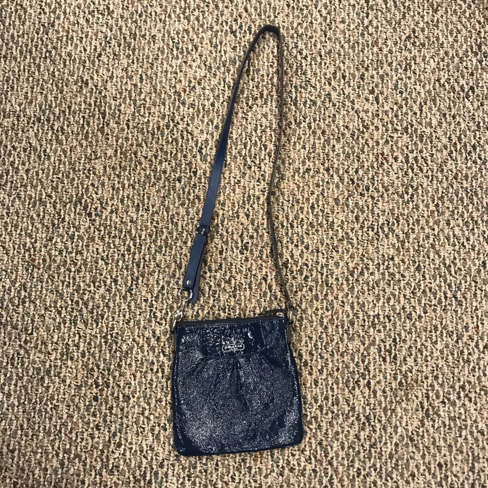 Navy Blue Patent Leather Coach crossbody